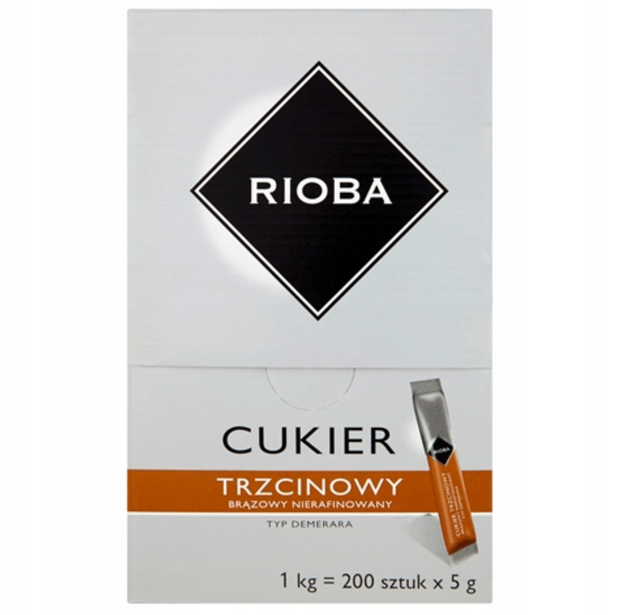 RIOBA Cukier trzcinowy brązowy w saszetkach 200 x 5 g