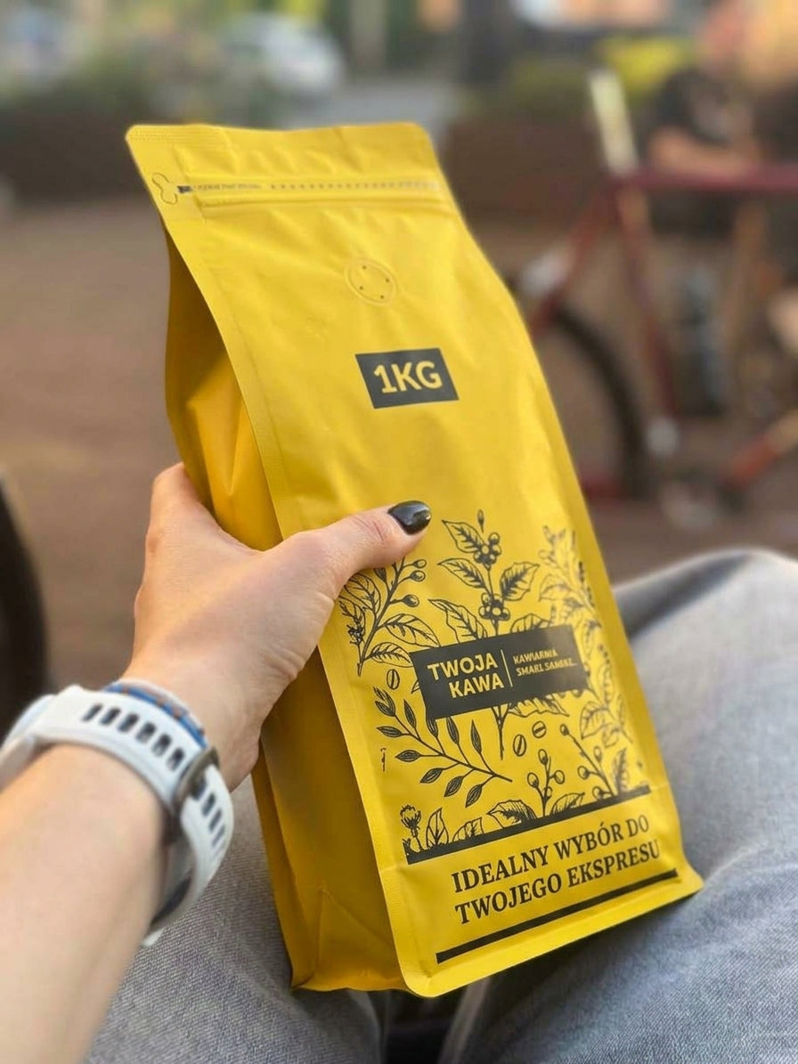 Woreczek z kawą ziarnistą Kenya Murarandia 1 kg, etykieta „Twoja Kawa”