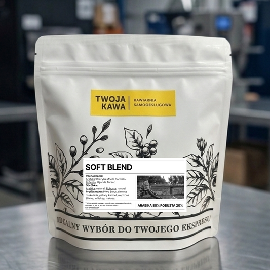 Woreczek z kawą Soft Blend 80/20 250 g, żółta etykieta